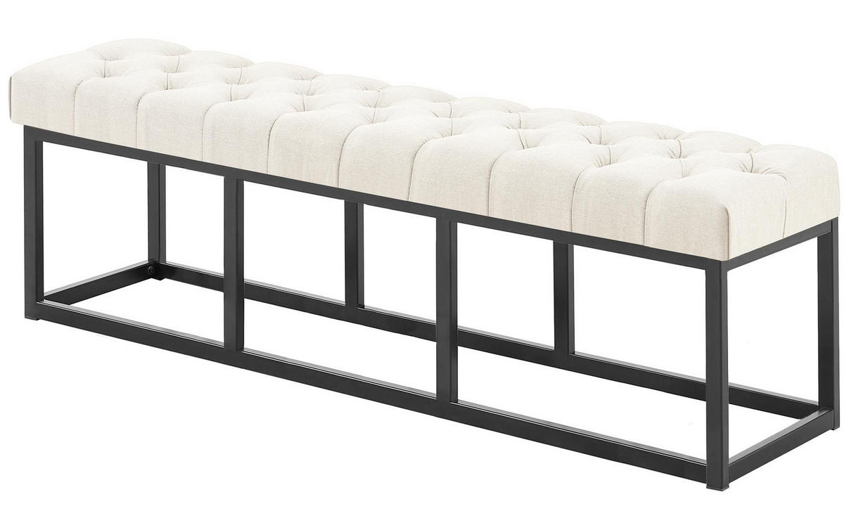 SITZBANK 150/38 cm Stoff Creme - Creme/Schwarz, Textil/Metall (150/46/38cm) - CLP