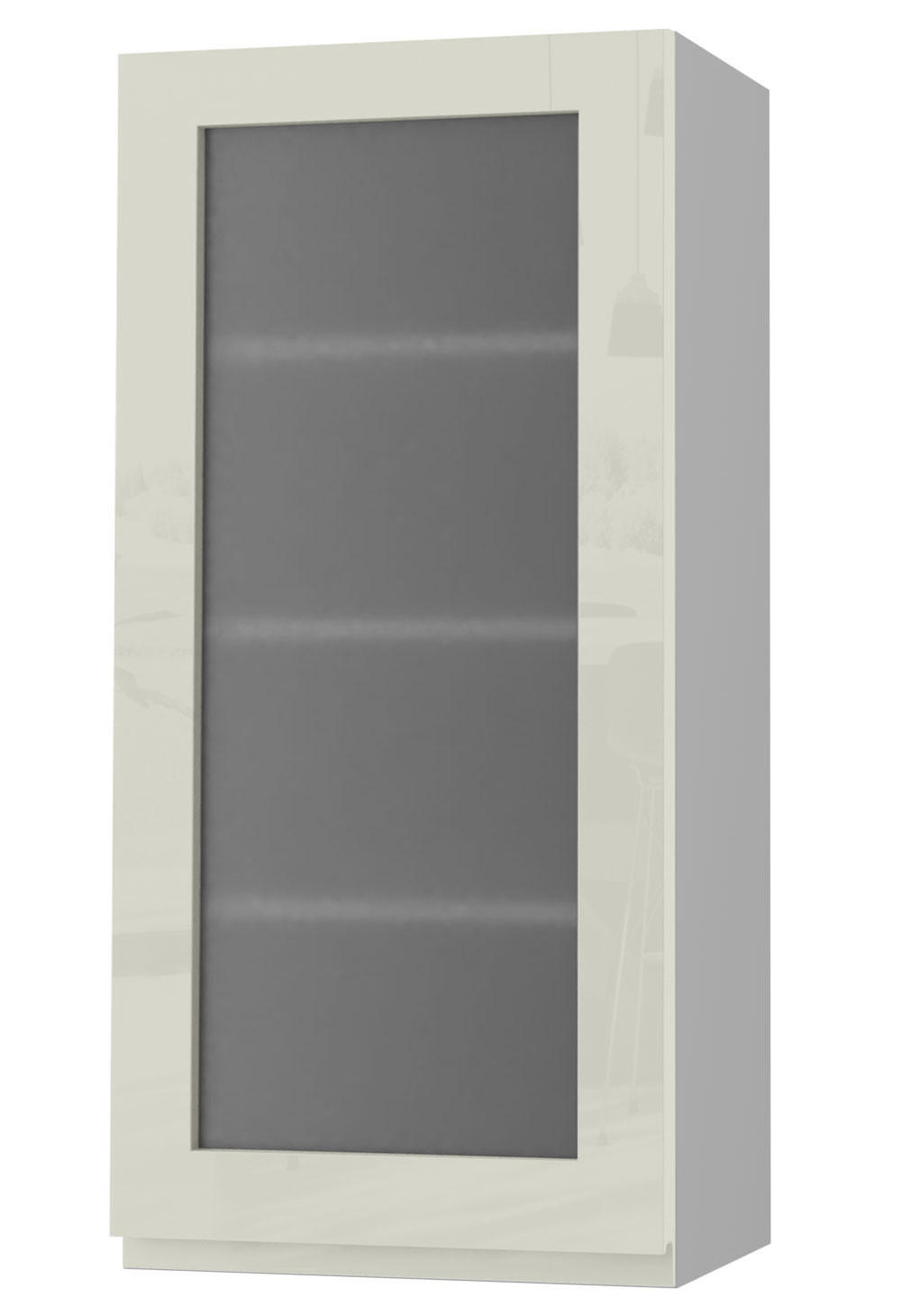HÄNGESCHRANK Florence W4S/45 Grau / RAL 1013 perlweiß HG 45 / 32,5 / 96cm - Türanschlag rechts - Weiß Hochglanz/Grau, Holz/Holzwerkstoff (45/96/32.5cm) - Feldmann-Wohnen