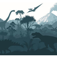 FOTOTAPETE Dinosaurier 300 x 279 cm - Blau, Papier (300/279cm) - ESTAhome