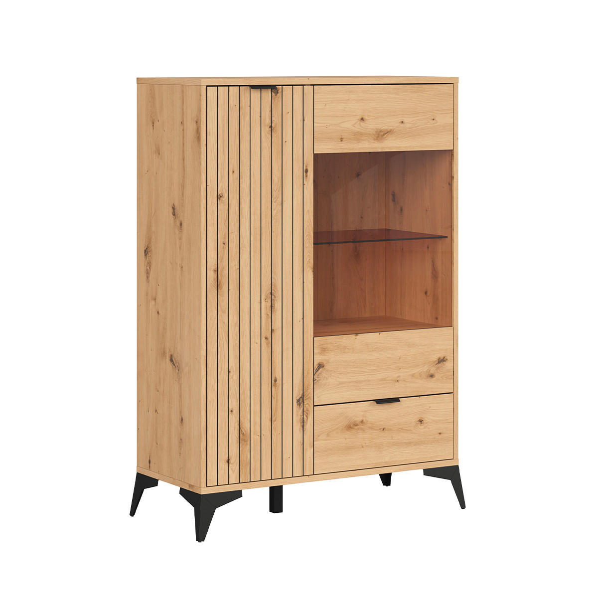 VITRÍNA Mao Dřevo - hnědá, kompozitní dřevo (90/133/41cm) - Petits-meubles