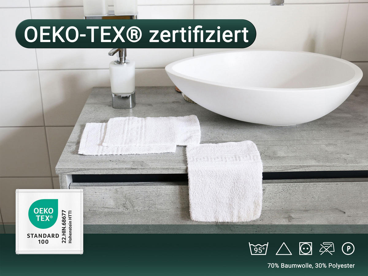 WASCHHANDSCHUH, 20er-Set, 16x22 cm, 70% Baumwolle, 30% Polyester, Weiß - Weiß, Textil (16/22cm) - Zollner