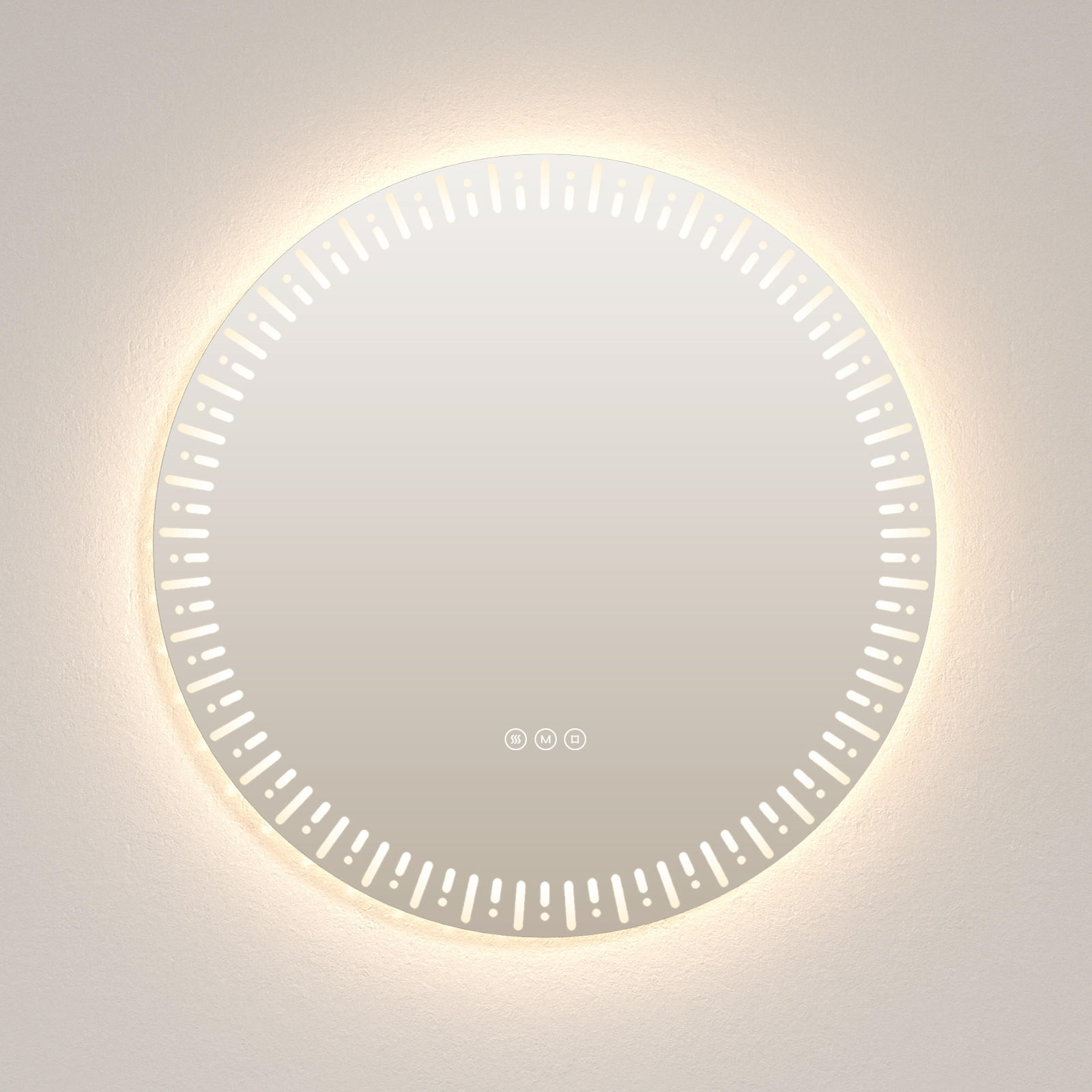 BADSPIEGEL Runder mit Beleuchtung mit Muster ф70 cm - Weiß, Glas (70/2.9/70cm) - EMKE