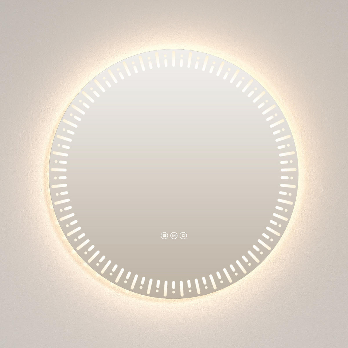 BADSPIEGEL Runder mit Beleuchtung mit Muster ф70 cm - Weiß, Glas (70/2.9/70cm) - EMKE