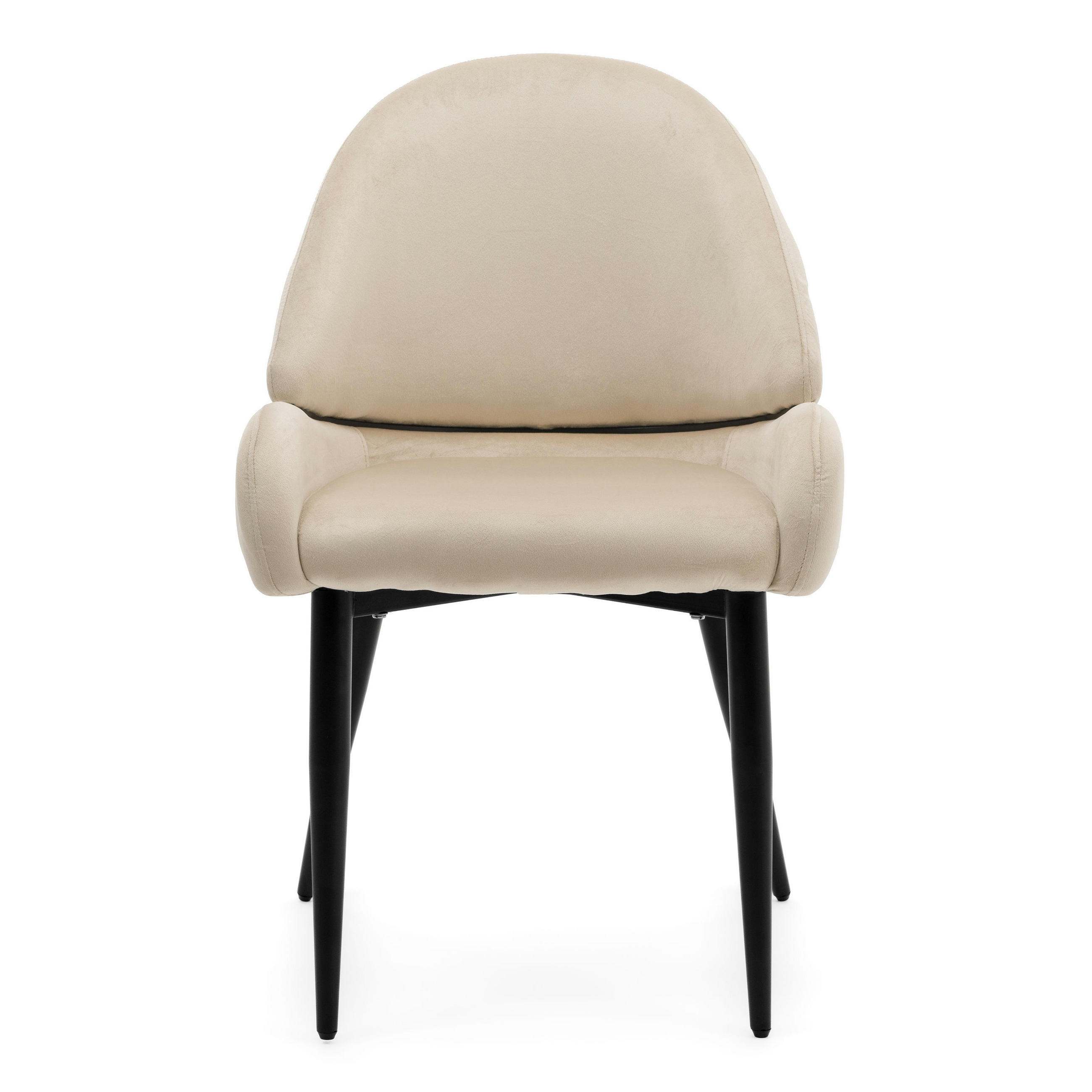 STUHL BERGAMO gepolsterter mit Steppung - beige - Samt Velour - Beige/Schwarz, Textil/Metall (56/91/61cm) - NEW HOME