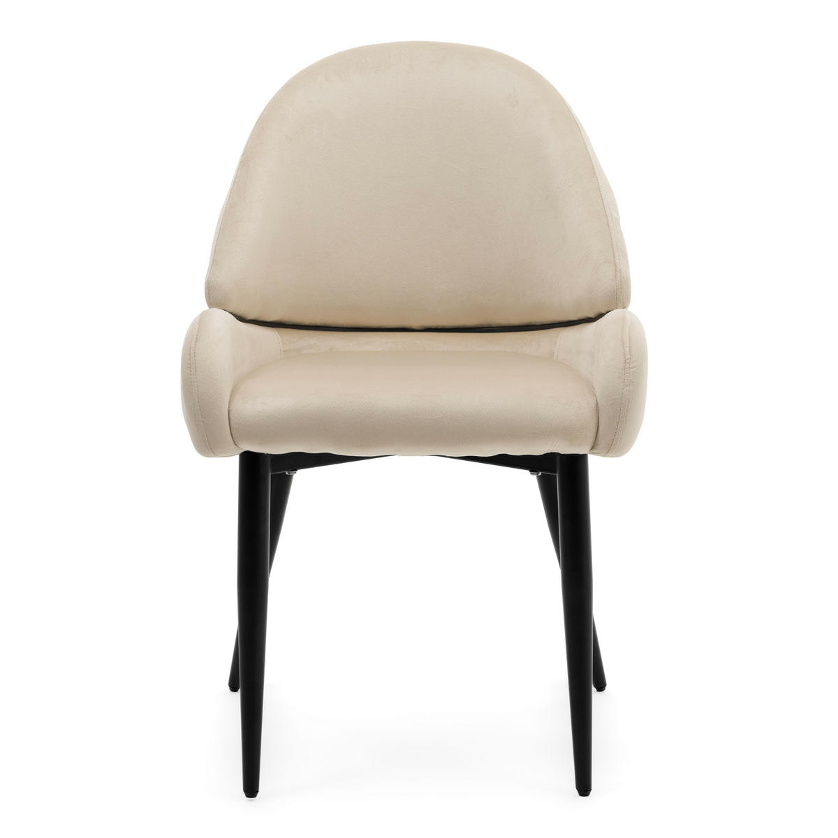 STUHL BERGAMO gepolsterter mit Steppung - beige - Samt Velour - Beige/Schwarz, Textil/Metall (56/91/61cm) - NEW HOME