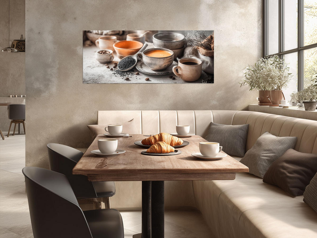 GLASBILD 125x50 cm Bild Küche Kaffee - Beige, Glas (125/50cm) - artissimo