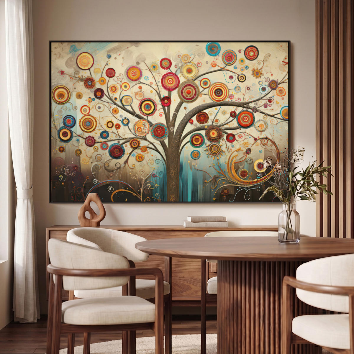 LEINWAND Bilder mit Rahmen - Baum - Baum des Lebens - Farbe - 120x80 - Braun, Textil (120/80cm) - MuchoWow
