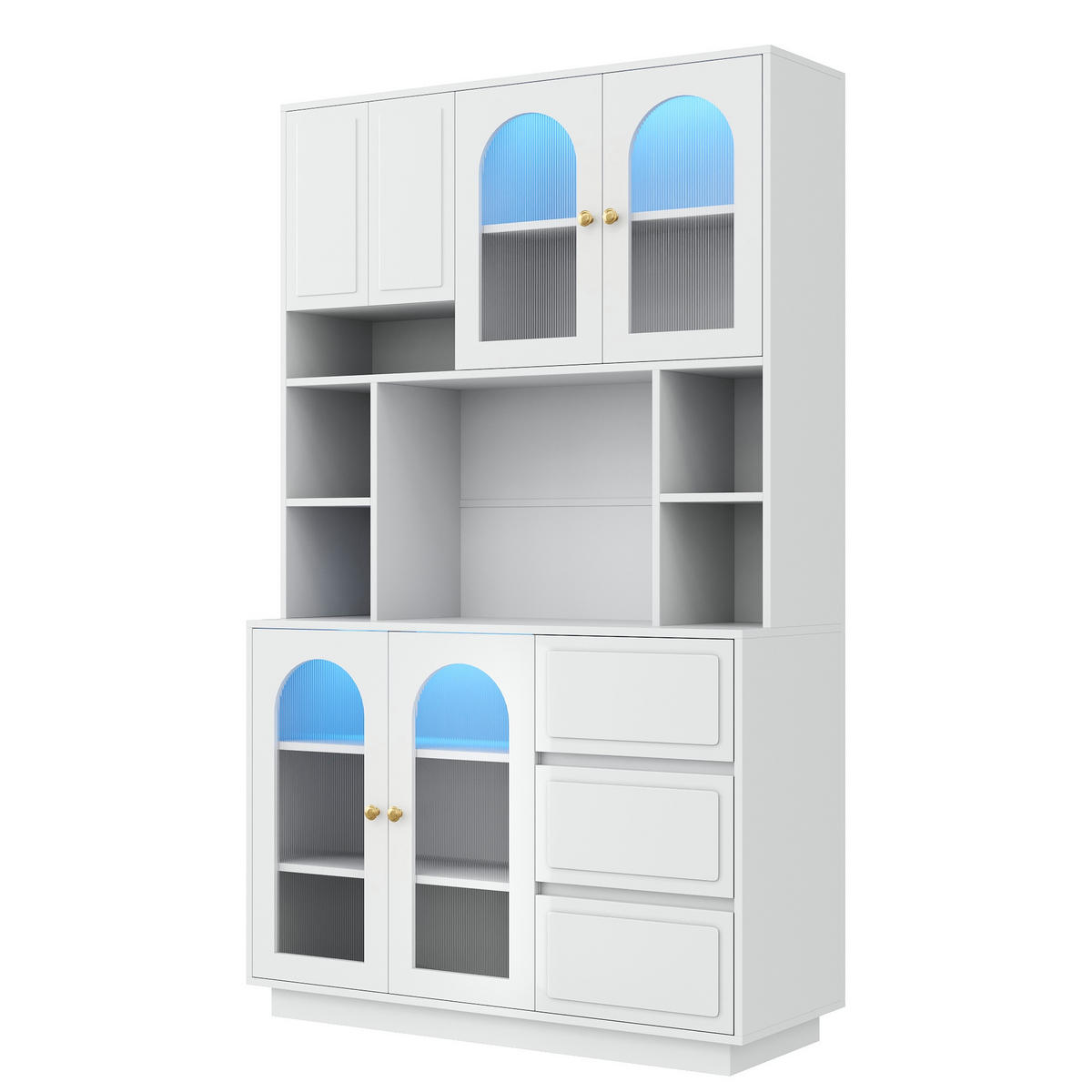 GESCHIRRSCHRANK Acryl Türen LED Bar Weiß - Weiß, Holzwerkstoff (106/175/30cm) - FLIEKS