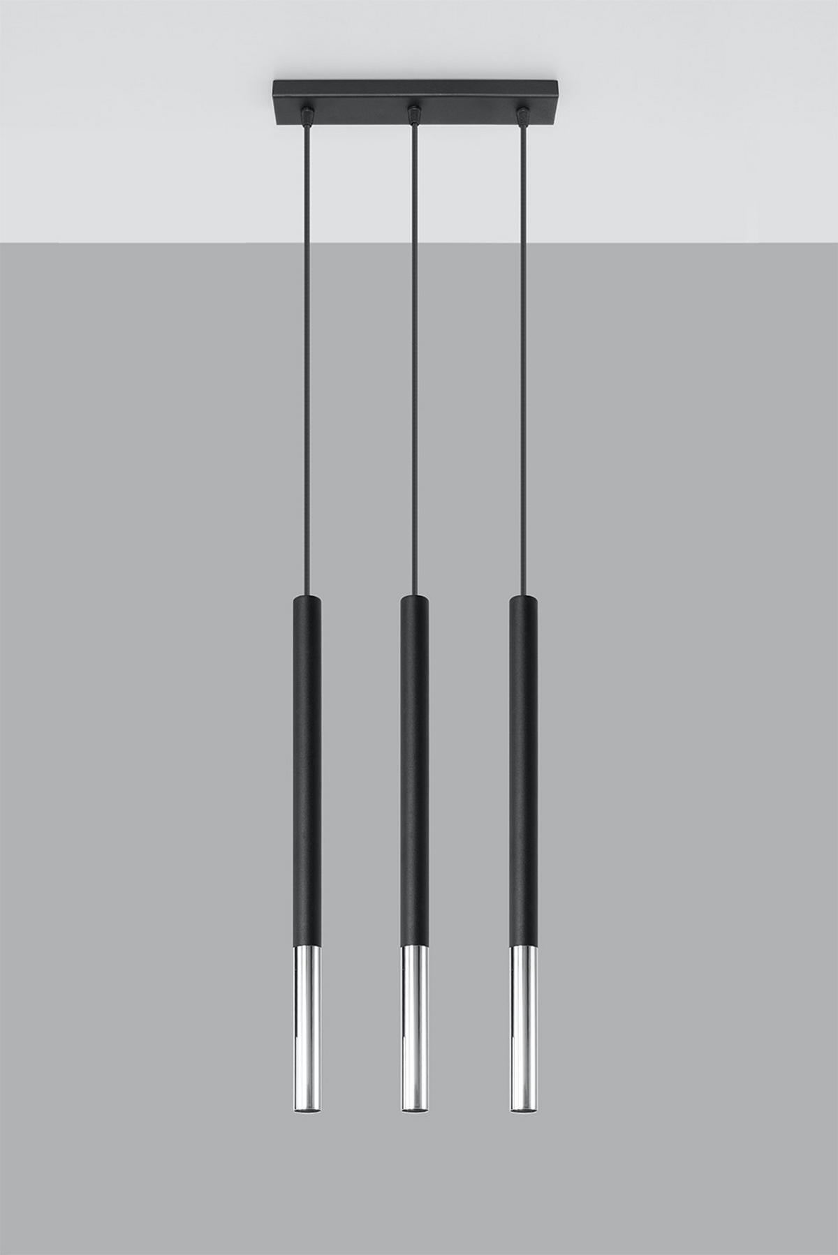 PENDELLEUCHTE Stahl Schwarz-Chrom 3-flammig - Schwarz, Metall (30/8/110cm) - Sollux Lighting