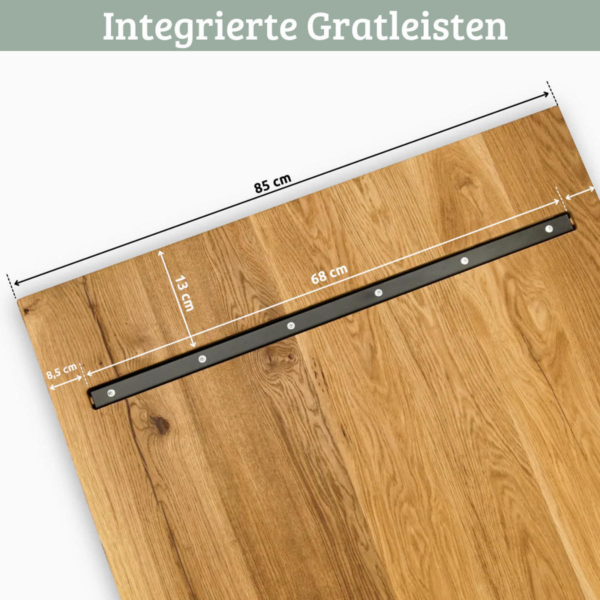 ESSTISCH Massivholz mit Baumkante RAGNAR 180x85 cm Eichenholz U-Tie Gestell - Braun, Holz/Metall (85/180/76cm) - DELUKE