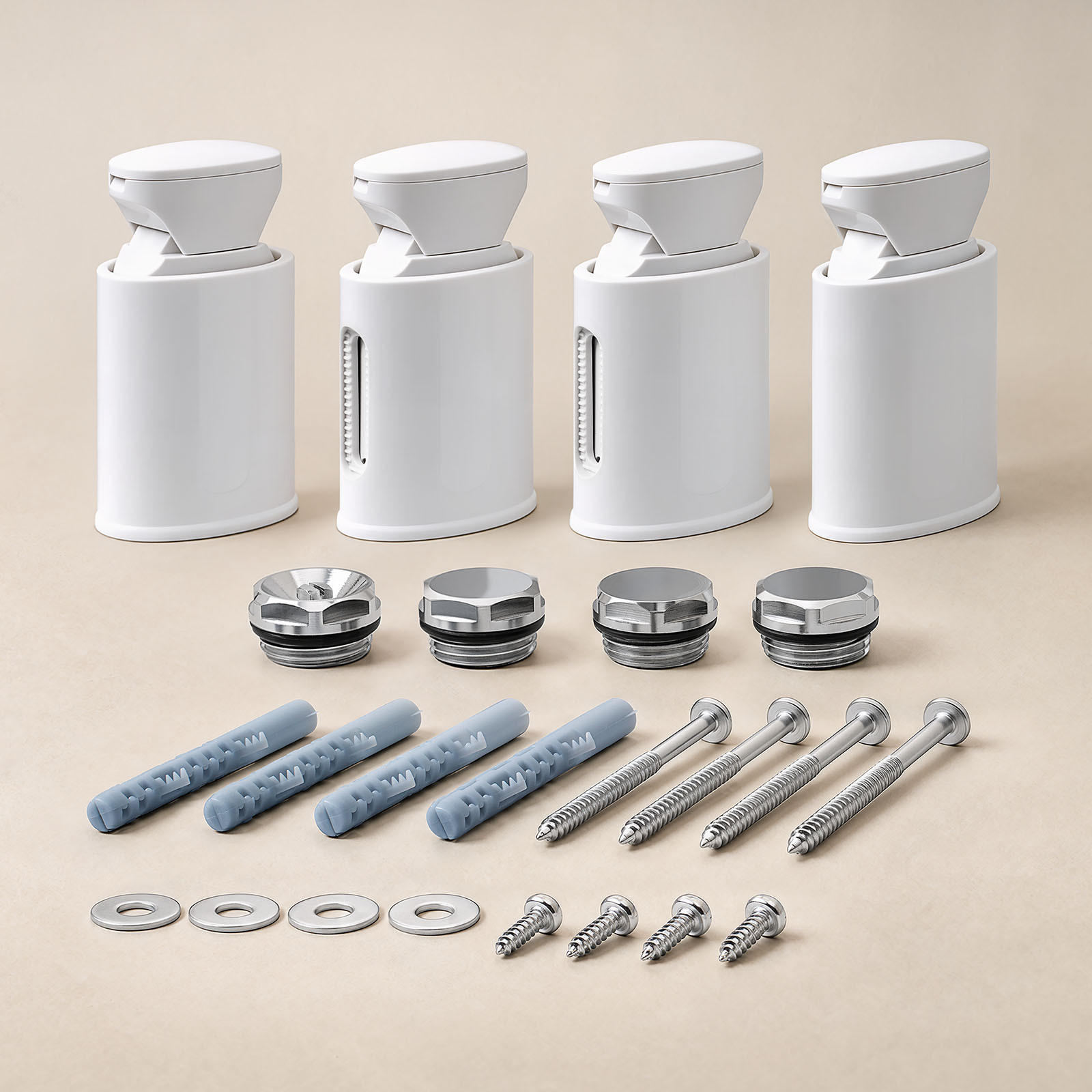 HEIZKÖRPERHALTERUNG FÜR RUNDE ROHRE Ø 22–25 MM, Weiß, 3ER-SET - Weiß, Kunststoff (4.5/7.8/2.5cm) - S'AFIELINA