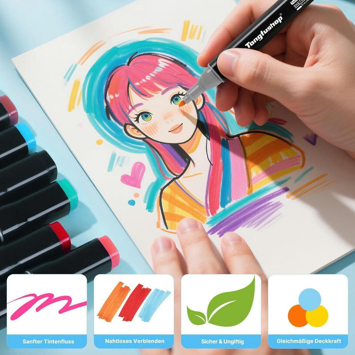 MARKER Stifte Set 120 Farben Twin Tip - Multicolor, Kunststoff (15/10/16cm)