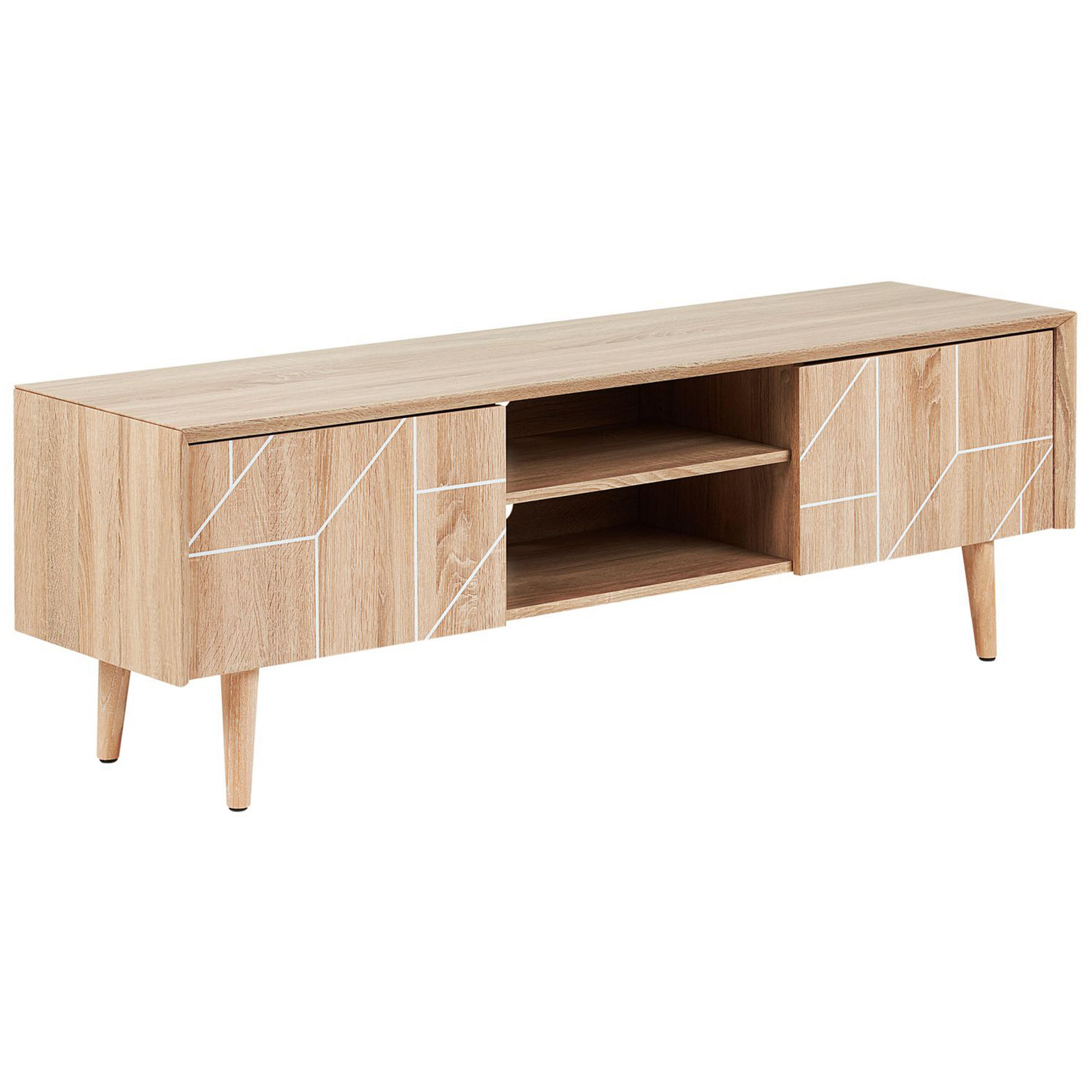 Beliani TV STOLEK Světle hnědý FRANKLIN 39/150/51 cm
