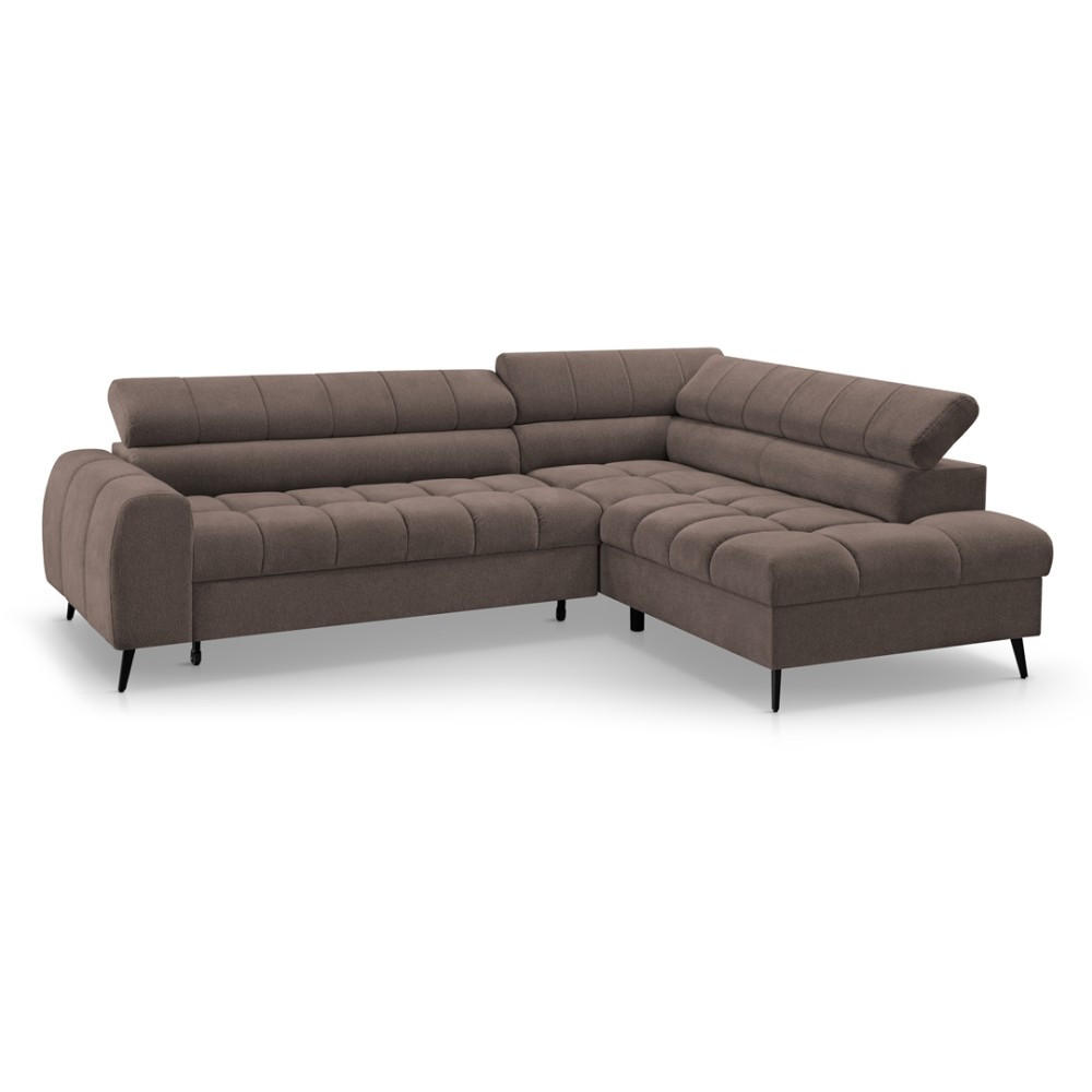 ECKSCHLAFSOFA Vinni Braun, Chenille-Stoff, rechts - Braun, Textil (265/205cm) - Beautysofa