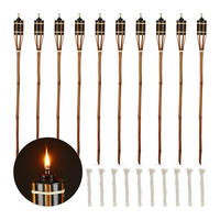 10XGARTENFACKEL - Braun, Holz/Metall (90cm) - Relaxdays