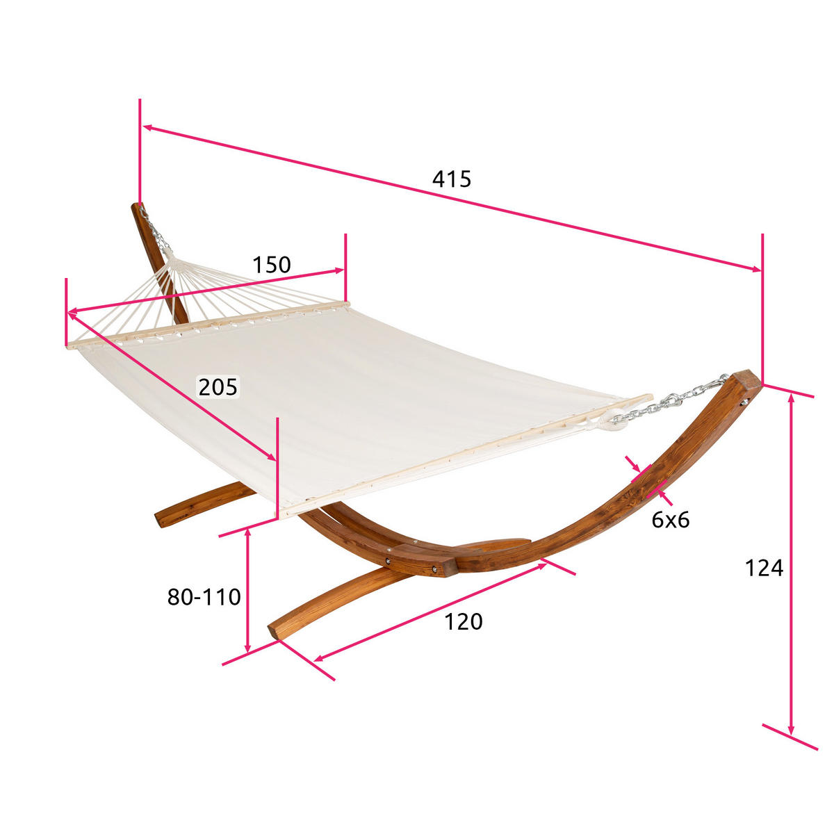 HÄNGEMATTE Thorsten,205 x 150 cm,weiß - Weiß, Textil (150/124/415cm) - tectake