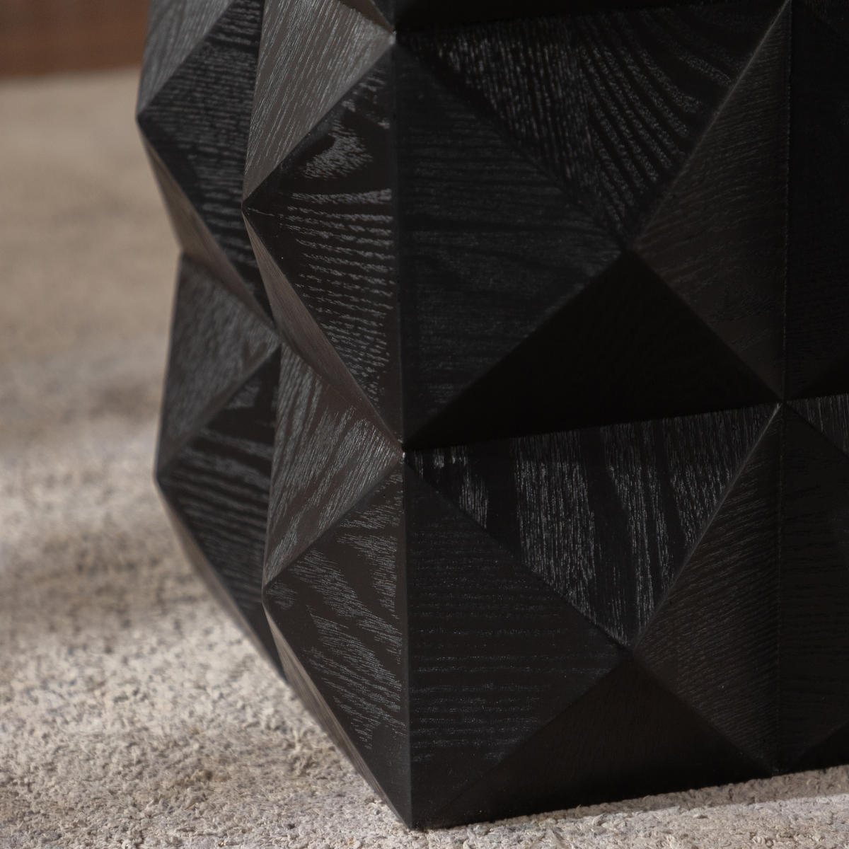 BEISTELLTISCH 60 cm Höhe mit dreidimensionalem Reliefdesign in retro Schwarz - Schwarz, Holzwerkstoff (37/37/60cm) - OKWISH