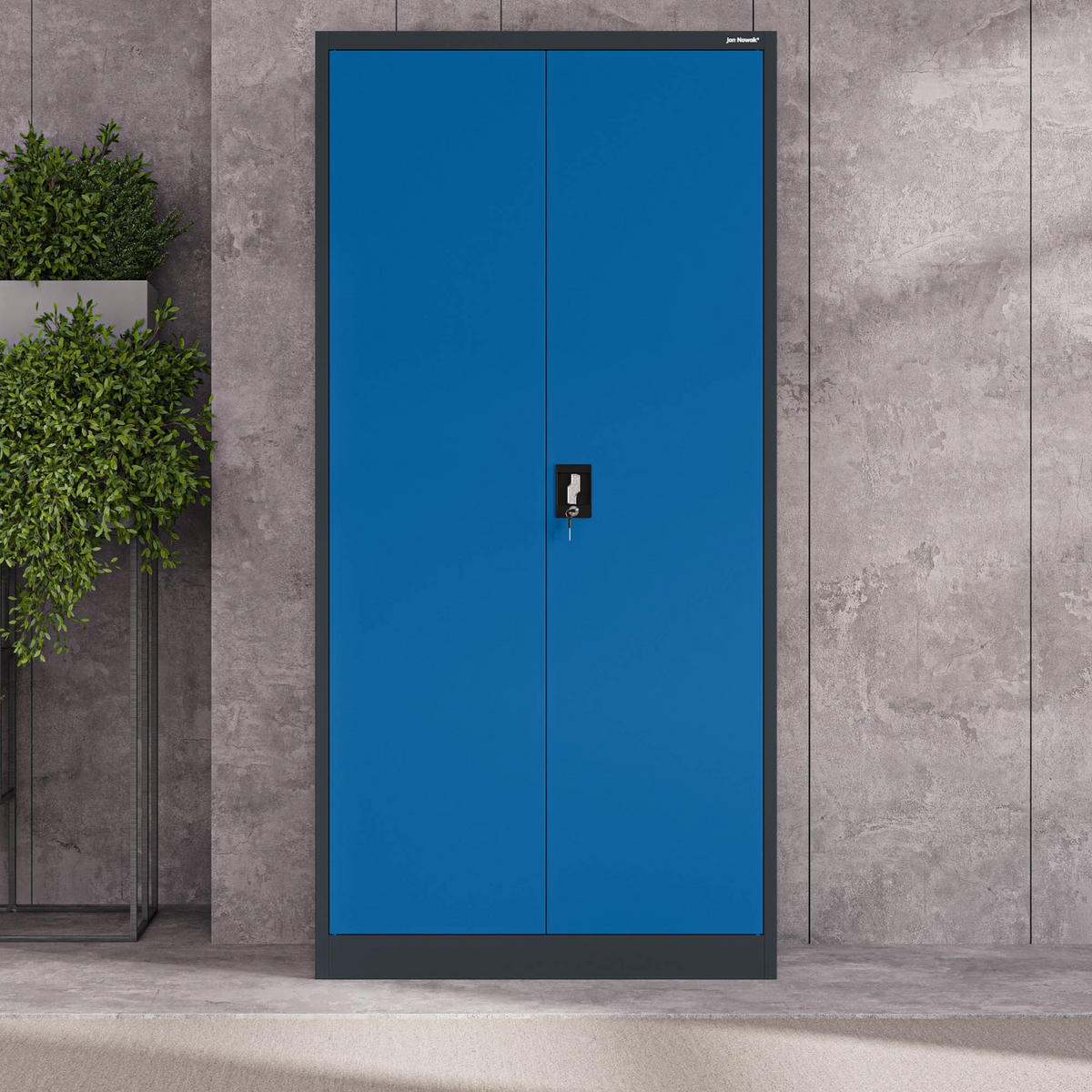AKTENSCHRANK JAN 185x90x45 cm - Blau/Anthrazit, Metall (90/185/40cm) - Jan Nowak