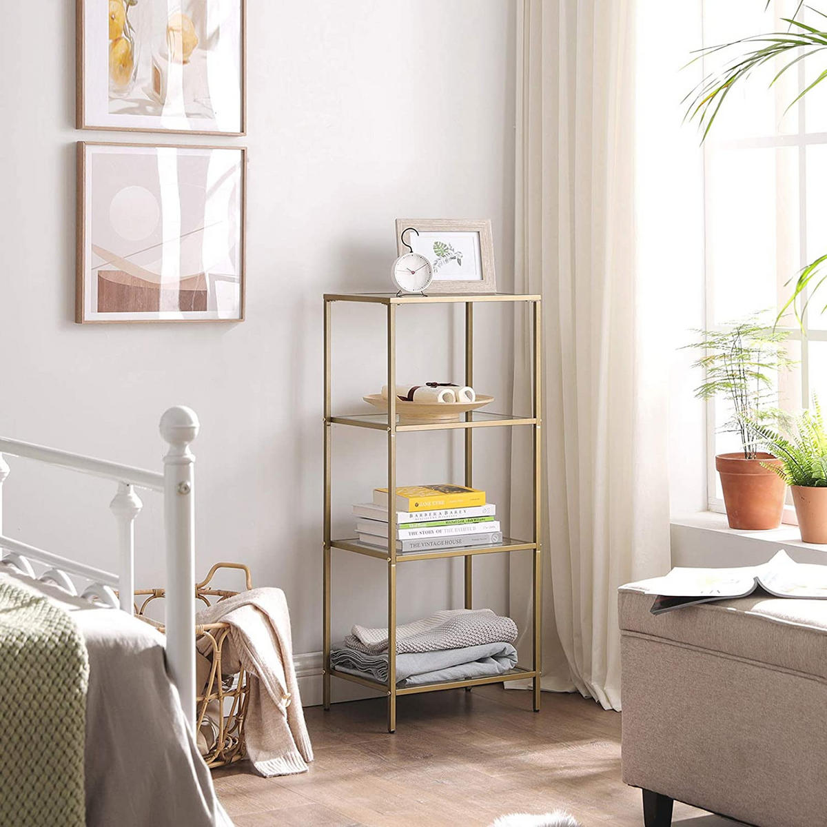 STANDREGAL BADEZIMMERREGAL - Goldfarben, Metall (30/95/40cm) - Hansiro