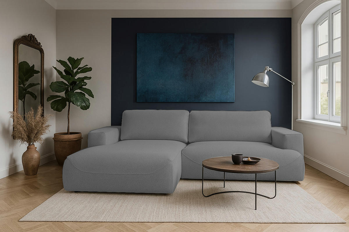 ECKSOFA LUNA mit Bettkasten und Schlaffunktion, Dunkelgrau - Dunkelgrau, Textil (195/271cm) - KS Home Concept