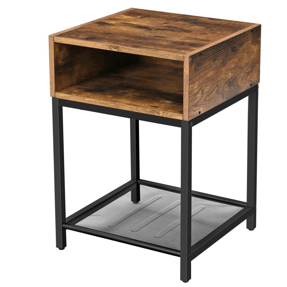 BEISTELLTISCH Holzoptik Metall Dunkelgrau Schwarz 58x40x40 cm - Dunkelbraun/Schwarz, Holzwerkstoff/Metall (40/40/58cm) - Begryf