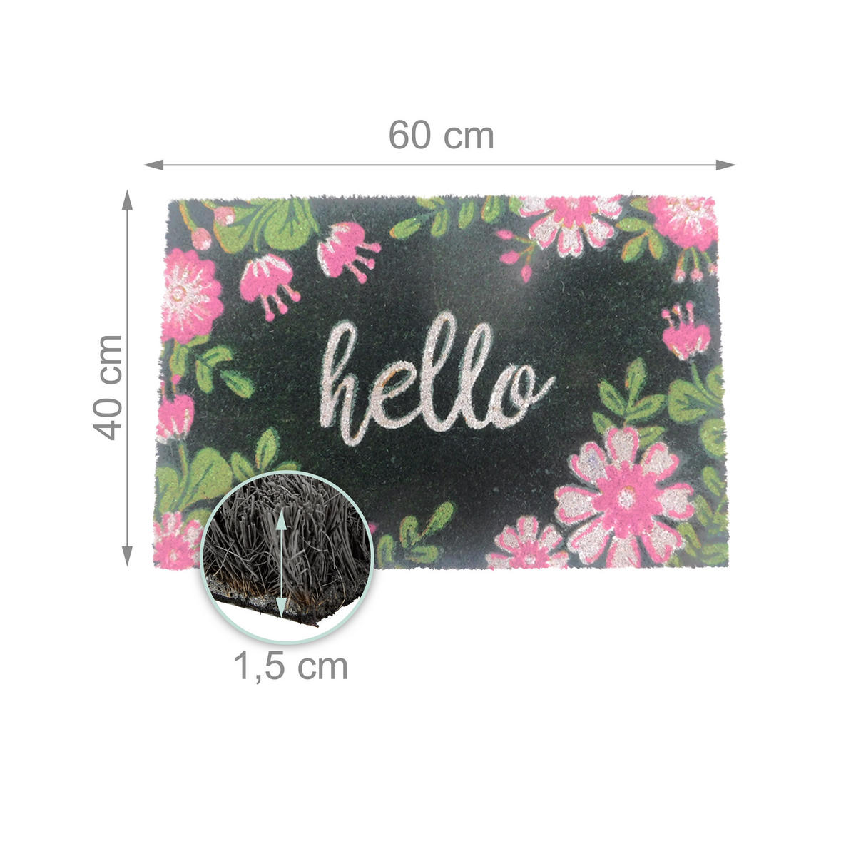 FUSSMATTE - Dunkelgrün, Kunststoff/Textil (60/40cm) - Relaxdays