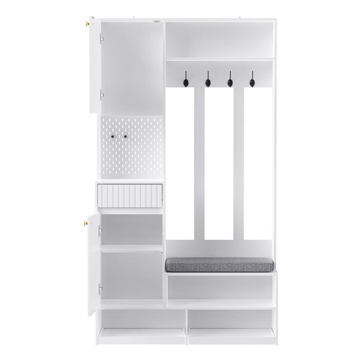 GARDEROBENSET mit Sitzbank 100 x 35 x 180 cm MDF Weiß - Weiß, Holzwerkstoff (35/180/100cm) - Beauniv