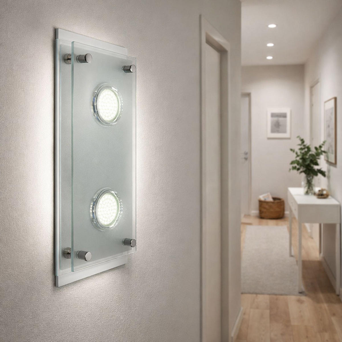 LED WANDLEUCHTE ARENA Chrom Silber - Silberfarben, Glas (34/8/20cm) - Esto