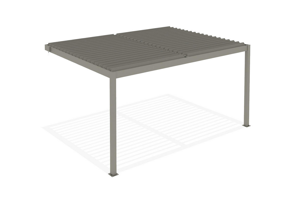 PERGOLA bioklimatisch Anlehn Piana taupe 4x3m Aluminium - Taupe, Metall (394/218/300cm) - Cazeboo