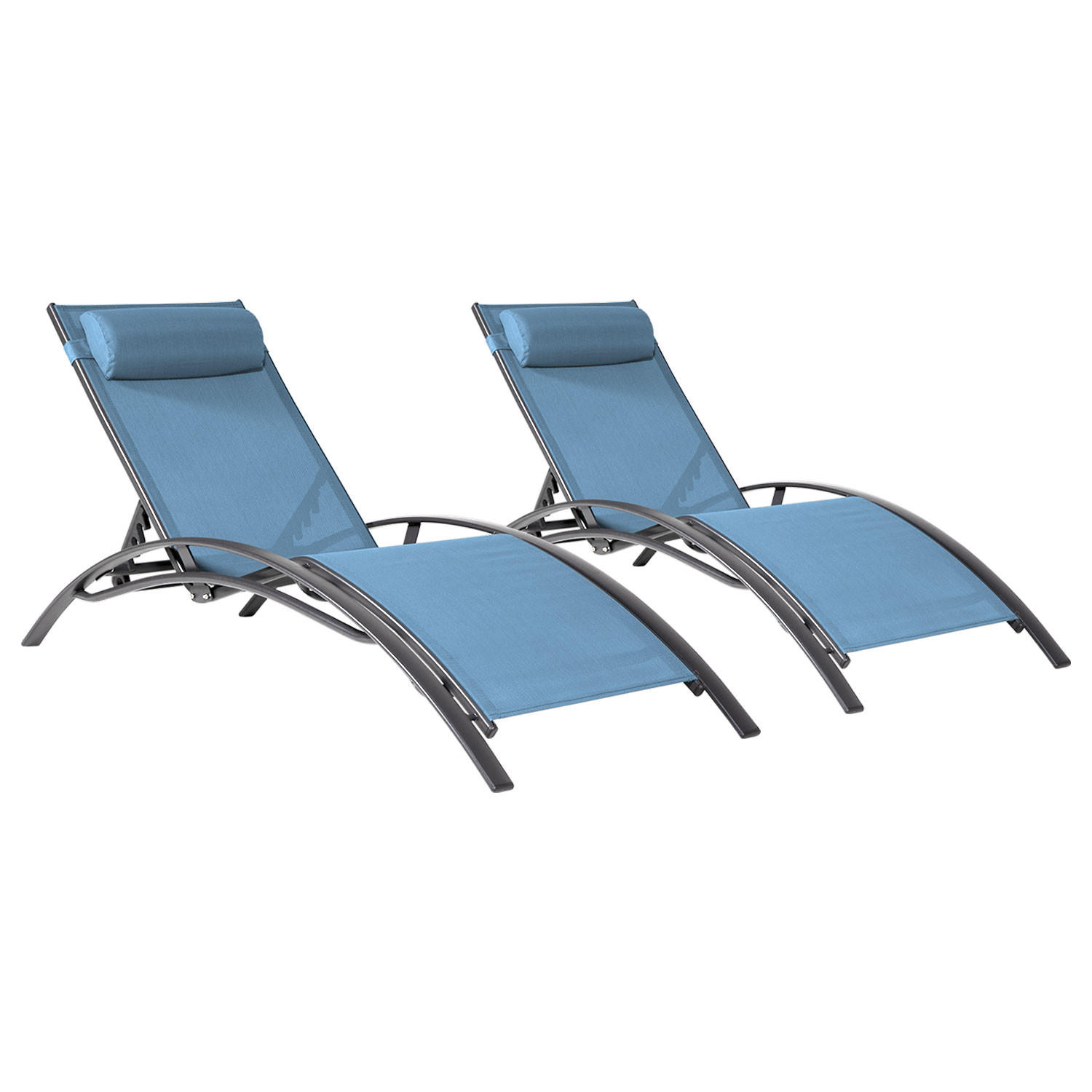 LIEGEN GALAPAGOS Blaugrau und Anthrazitgrau 2er-Set - Blau, Metall (64/87/178cm) - Happy Garden