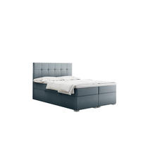 BOXBETT Mit Matratze Und Bettkasten LINDT Stoff Velvet 200x200 cm Hellgrau H3-Bonell - Hellgrau, Holz (200/200cm) - Kaiser Möbel