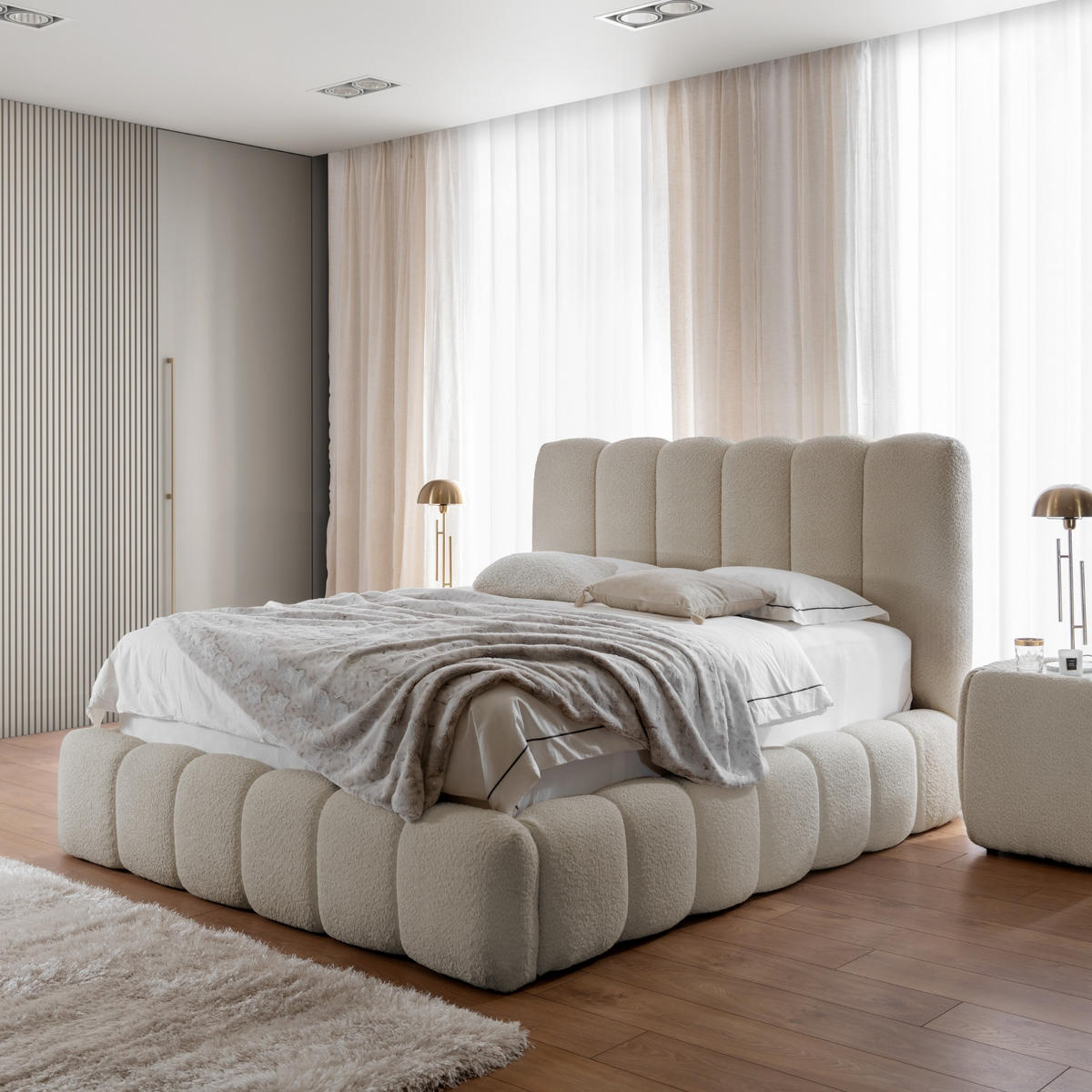 POLSTERBETT mit Stauraum 200x200 cm in Beige - Beige, Textil (200/200cm) - Home Collective