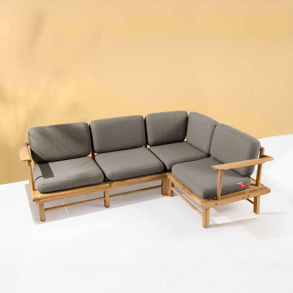 LOUNGESOFA ATREDA rechts - Grau, Holz/Textil (230/74/160cm) - KONSIMO®