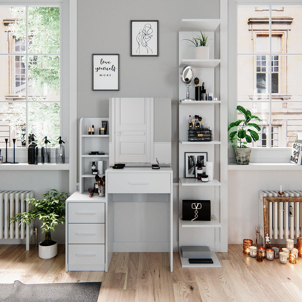 SCHMINKTISCH Conrada Weiß 80 cm - Weiß, Holzwerkstoff (80/131.6/36cm) - Vicco