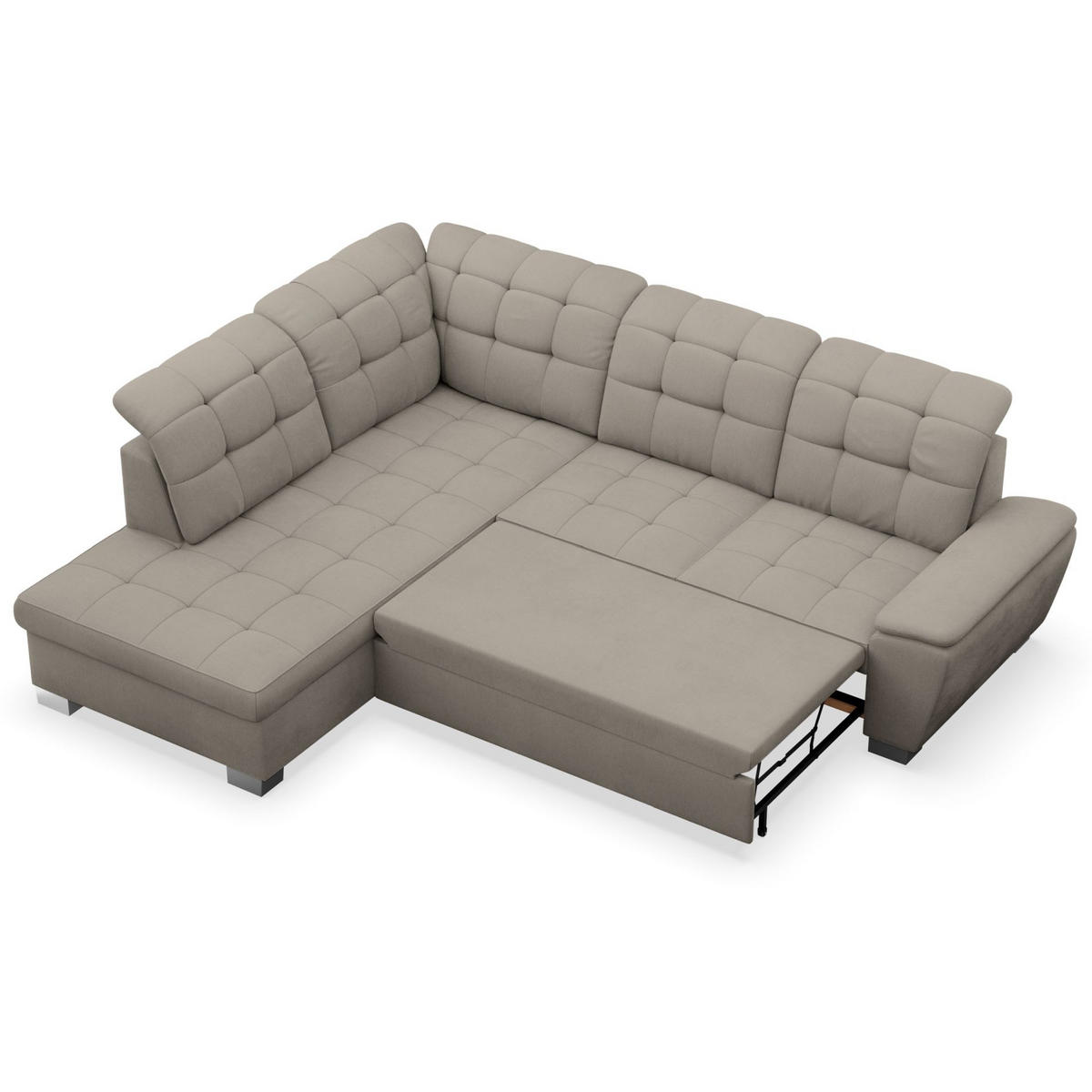 ECKSOFA Jamaal Taupe linksseitig - Taupe/Schwarz, Textil (258/212cm) - Selsey
