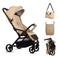 BUGGY Giau, Klein und Leicht, Teleskopische Führung, Kompakt Faltbar, Wickeltasche, Reisetasche - Schwarz/Braun, Textil/Metall (58/98cm) - BabyLux