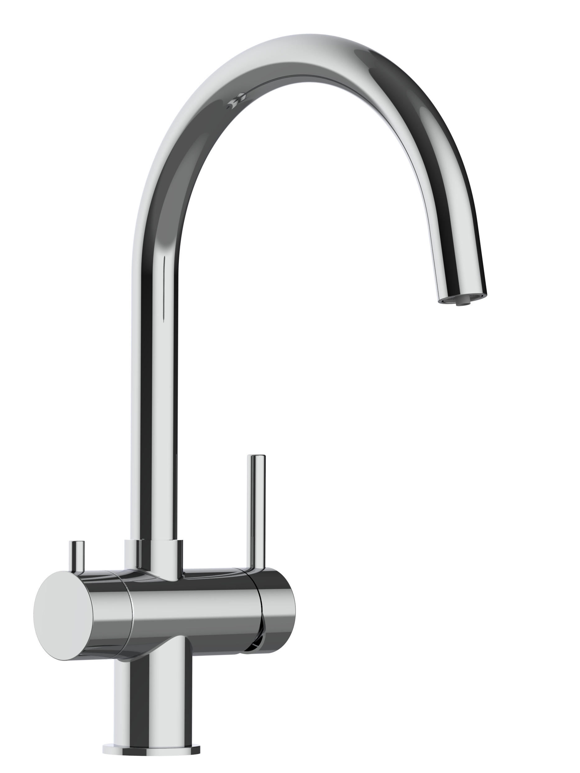 3-WEGE-KÜCHENARMATUR, Edelstahl Massiv aus Chirurgenstahl, Hochglanz, 360° schwenkbar - Edelstahlfarben, Metall (21.4/39/21.4cm) - VIZIO