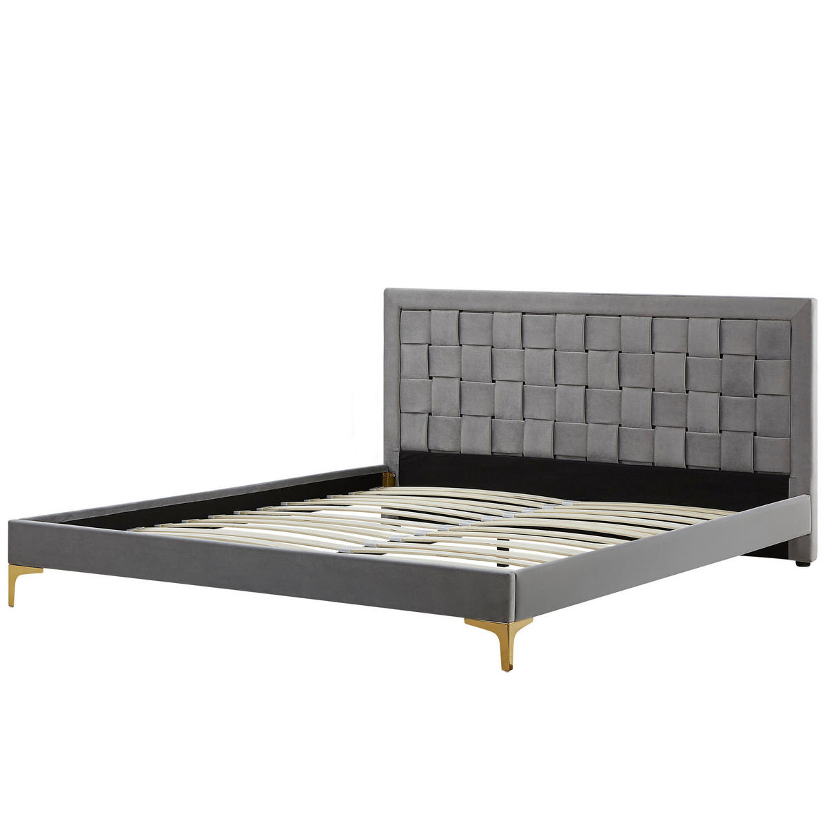 DOPPELBETT 180/200cm Grau Limoux - Grau, Textil (180/200cm) - Beliani