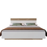 BETT 160/200 mit Schwebedesign und Kopfteil in Eiche/Weiß - Eichefarben/Weiß, Holzwerkstoff (160/200cm) - EVRYAE