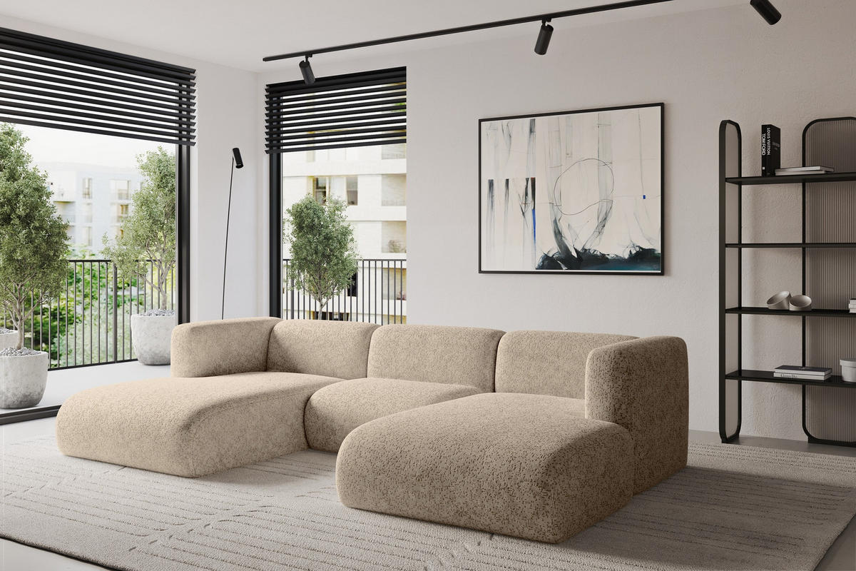 WOHNLANDSCHAFT MIRA-U1 317x179x70 Braun Velours - Schwarz/Braun, Holzwerkstoff/Kunststoff (317/70/179cm) - ALTDECOR