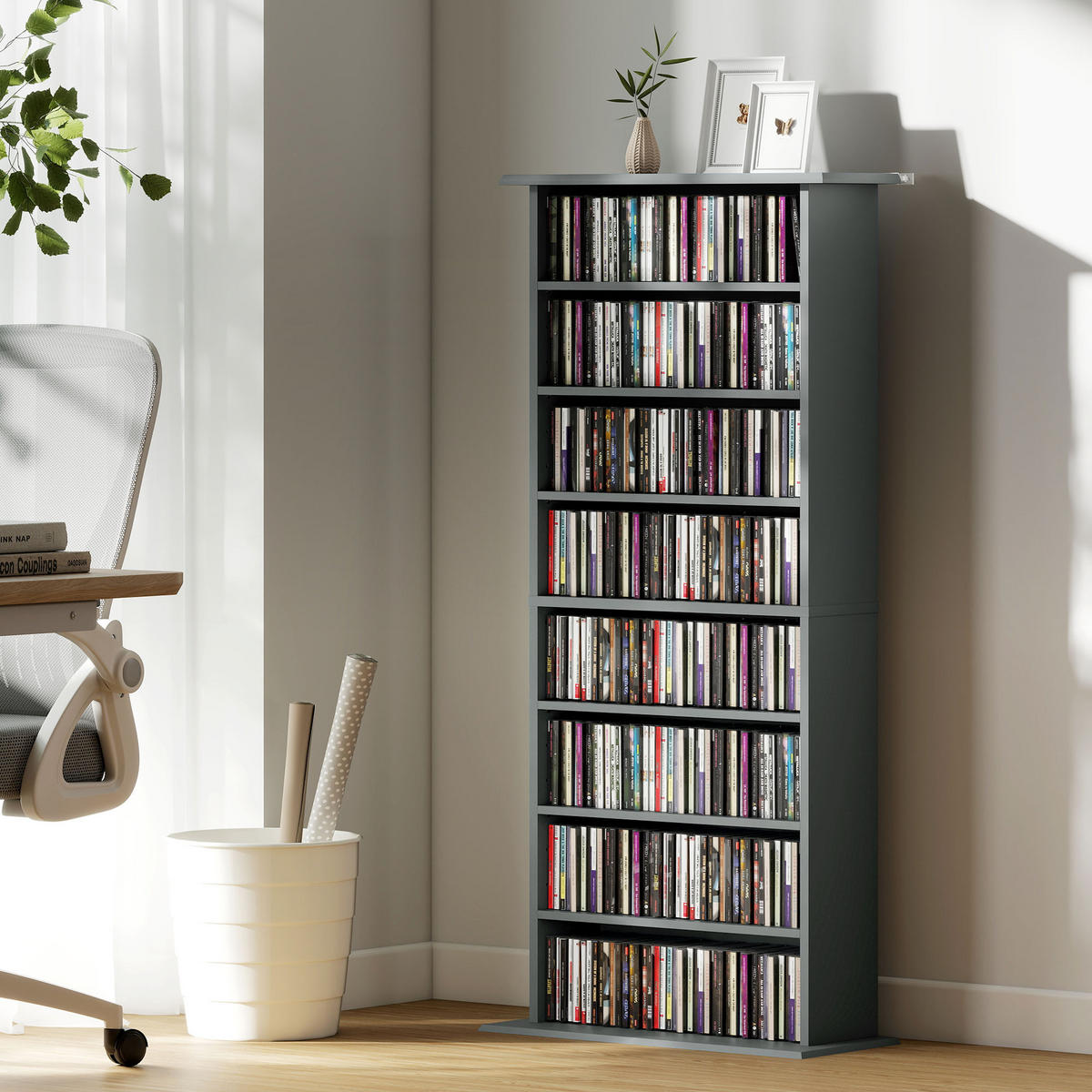 CD-REGAL DE-14503 8 Fächer, verstellbare Böden Grau - Grau, Holzwerkstoff (24/126.3/58cm) - ComfortXL