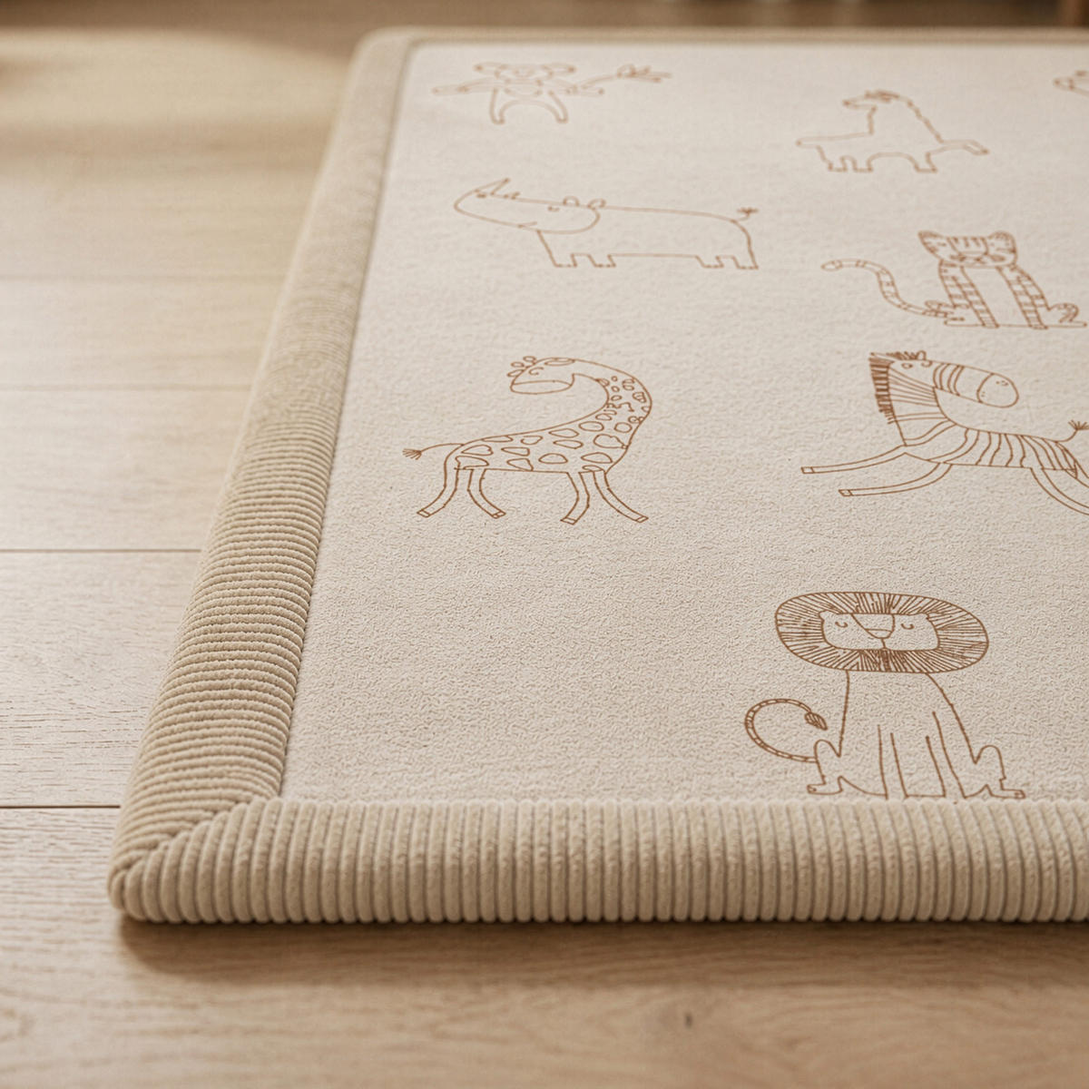 KRABBELTEPPICH samtweich und kuschelig "Afrika" 120x170cm - Beige, Textil (120/170cm) - Sanosoft