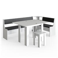 ECKBANKGRUPPE Roman Weiß 210 x 41.5 cm mit Tisch - Anthrazit/Weiß, Holzwerkstoff (210/80/120cm) - Vicco