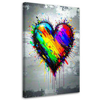 LEINWANDBILD Buntes Herz Graffiti Street Art 60x90cm - Multicolor, Textil (60/90cm) - Feeby