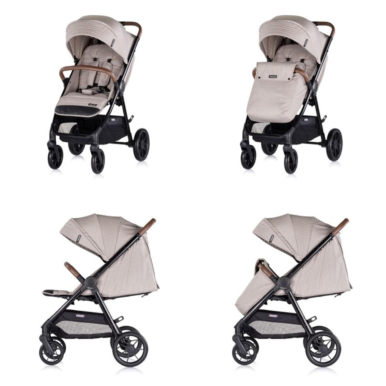 KINDERWAGEN Ultera beige klappbar Korb Federung Hinterradbremse Gurt - Beige, Metall (75/56/102cm) - Chipolino