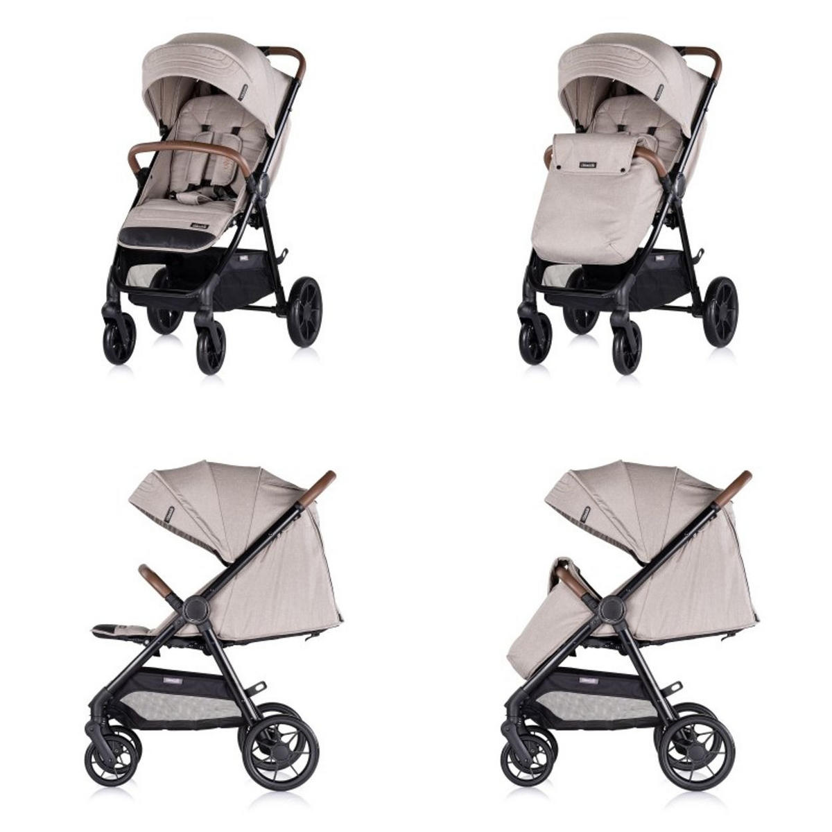 KINDERWAGEN Ultera beige klappbar Korb Federung Hinterradbremse Gurt - Beige, Metall (75/56/102cm) - Chipolino