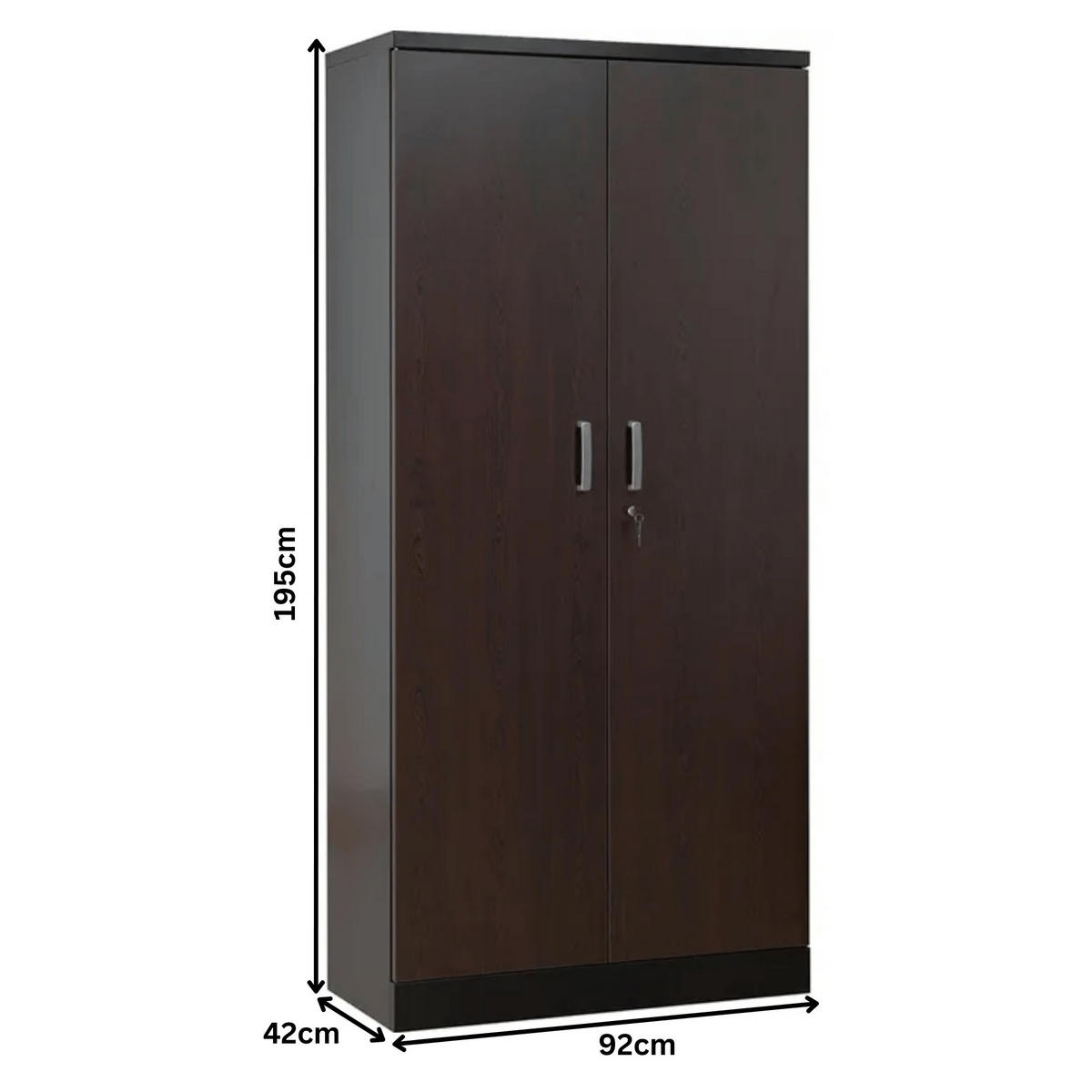 AKTENSCHRANK Beetle 4 Fachböden 195x92x42 cm Schwarz & Wenge - Wengefarben, Metall (92/195/42cm)