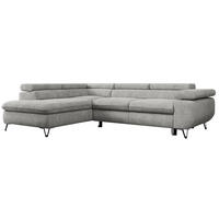 ECKSOFA PEDRO L Hellgrau Struktur - Links Seite - Hellgrau/Schwarz, Textil/Metall (208/273cm) - MKS