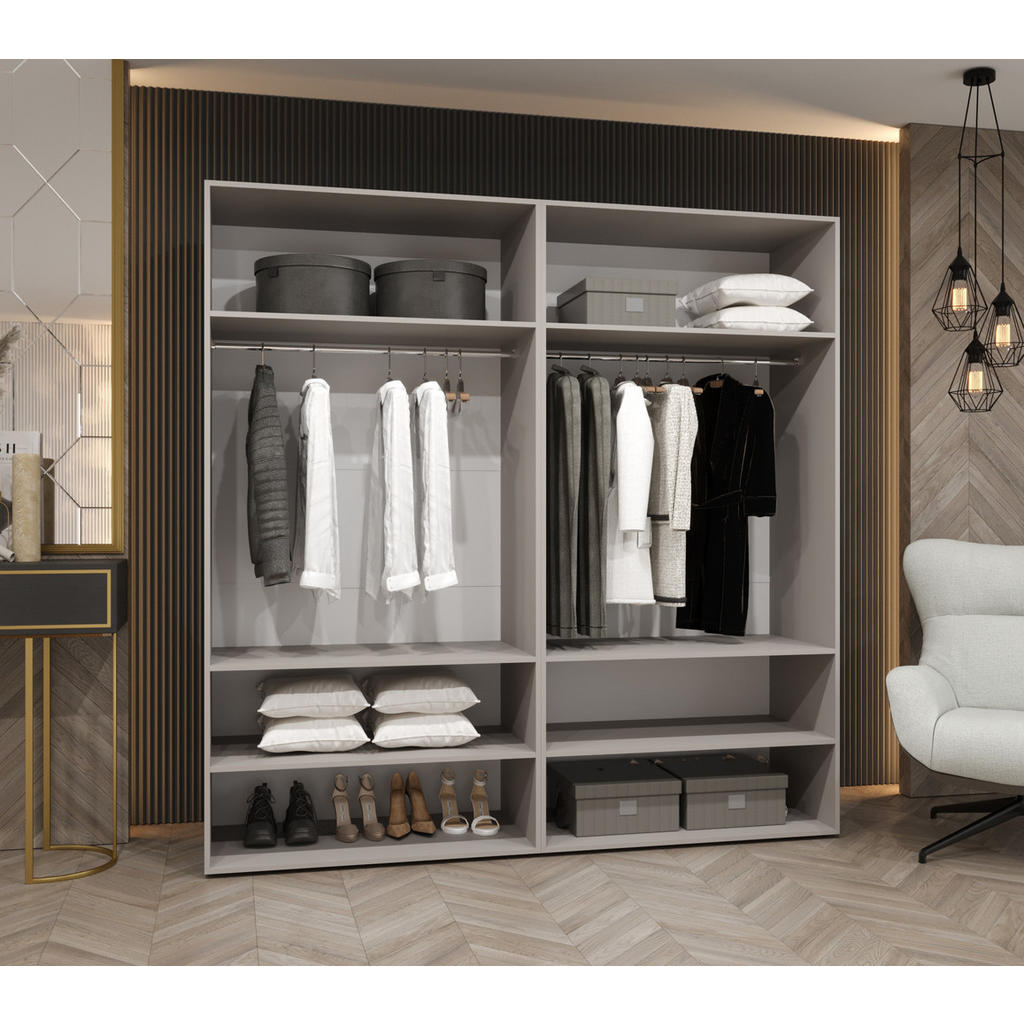 Thumbnail - Abiks Möbel Drehtürenschrank, Eiche Artisan, Schwarz, Holz, Nachbildung, Holz Optik, 6 Fächer, Rechteckig, 200x202x52 cm...