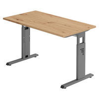 SCHREIBTISCH Serie-O (Mini) 67,2/120/74 cm in Wildeiche/Graphitfarben - Wildeiche/Graphitfarben, Holzwerkstoff (67.2/120/74cm) - bümö